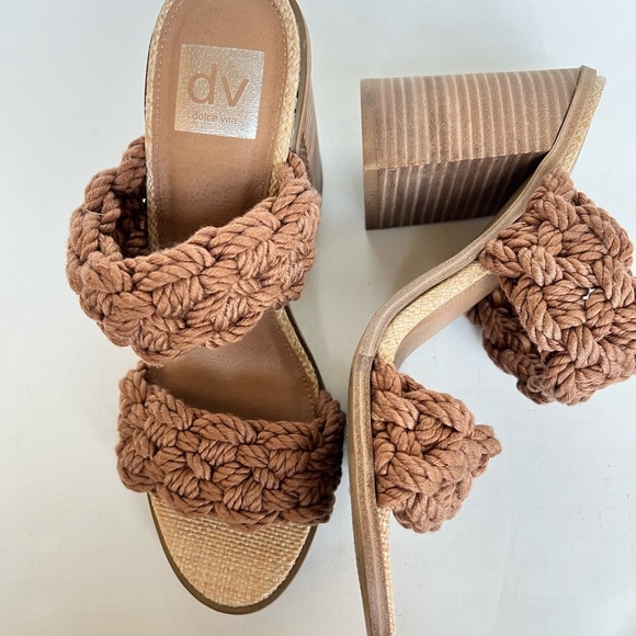 NEW! DV Dolce Vita Womens Roulette Braided Raffia Block Heel Sandals - Picture 6 of 12